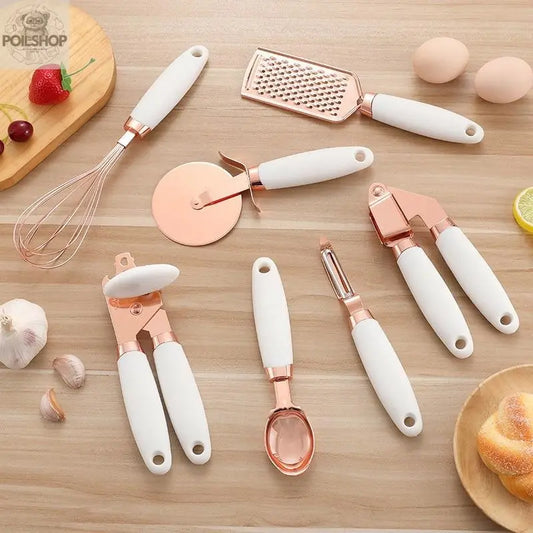 7 Pcs Kitchen Gadget Set Rose Gold - Modern Elegance