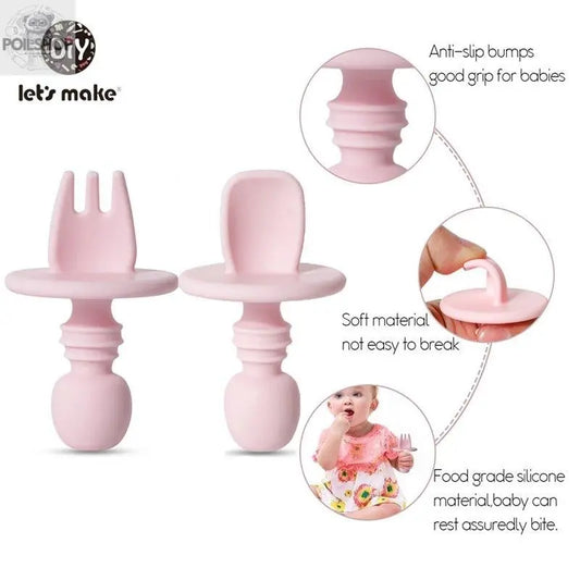 Baby Dishes Set Silicone Fork Spoon Set - Safe Feeding for Little Ones