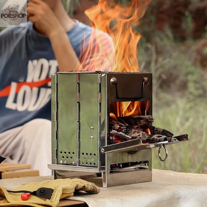 Mini camp stove for wood fuel