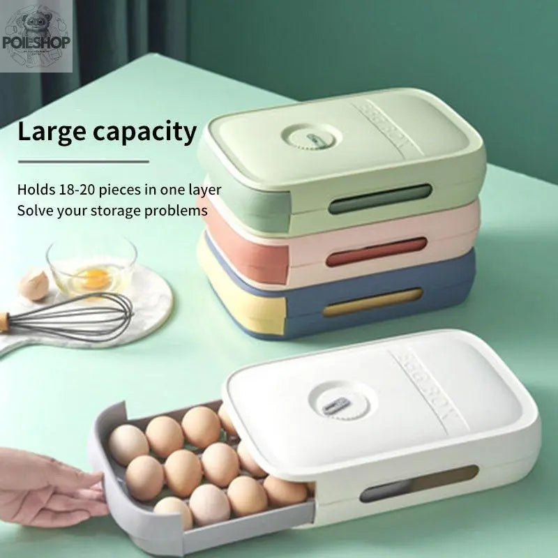 New Drawer Type Egg Storage Box Kitchen Stackable Loader Single Box With Cover Anti Drop Egg Holder