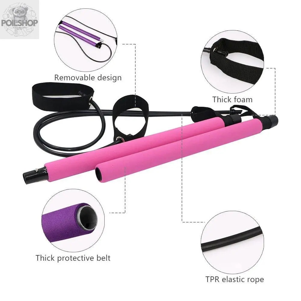 Portable Yoga Pilates Bar Stick with Resistance Bands